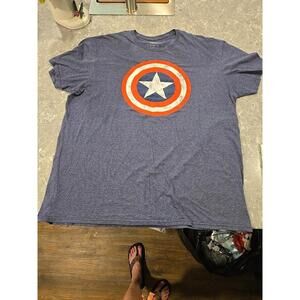 Captain America Adult New T-Shirt - Classic Distressed Shield Logo Pic 2XL